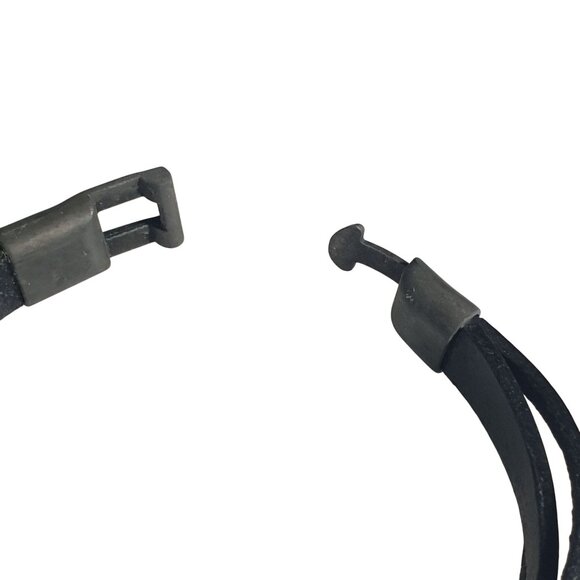 Route 66 Leather Bracelet Black Mens Jewelry Vintage Style Clasp Latch Biker - Picture 4 of 7